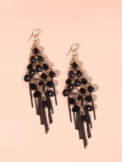 Onyx Style Beaded Dangle Earrings