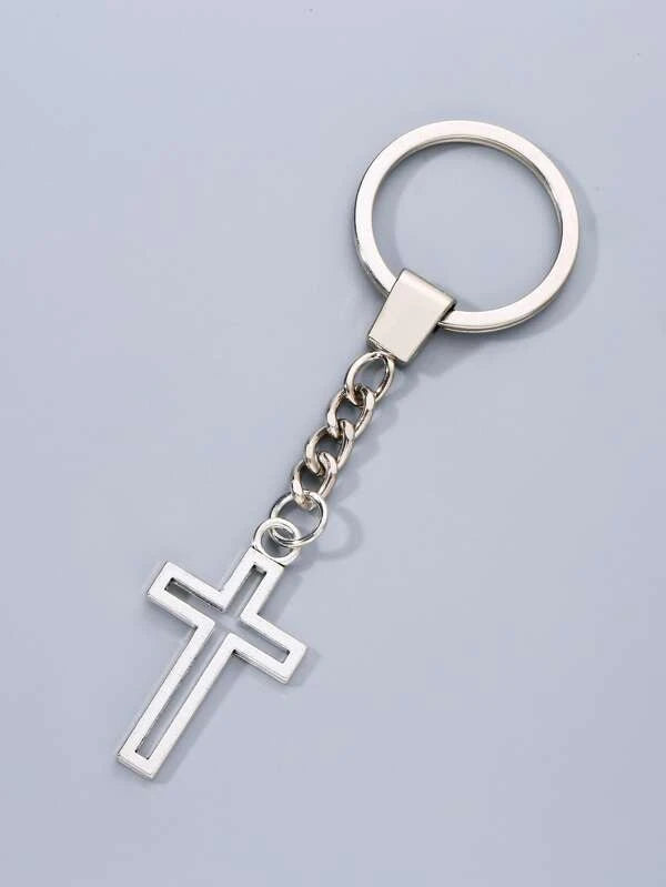 Silver Cross Keychain