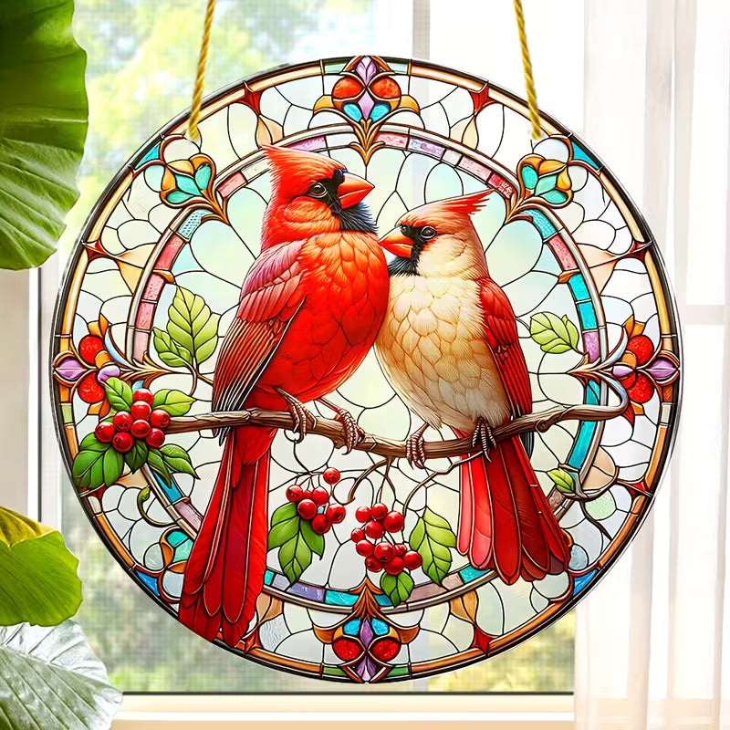 AMAZING MULTI-ROBINS MOSAIC SUN CATCHER