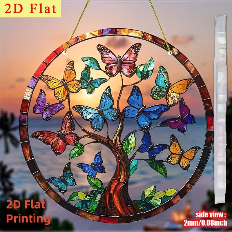 Fantastic Acrylic Mosaic Butterflies in Tree