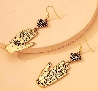 Gold Plate "Palm Reader" Earrings