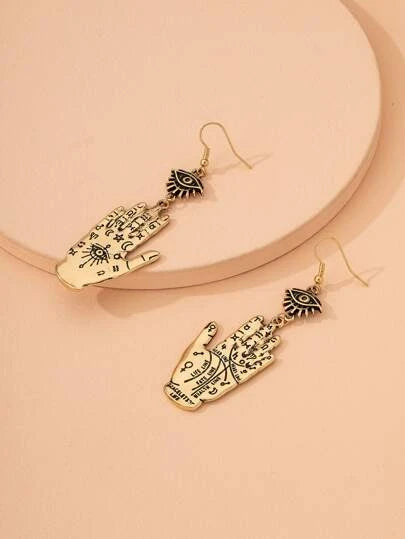 Faux Gold ALL KNOWING EYE & PALM. 2" Drop