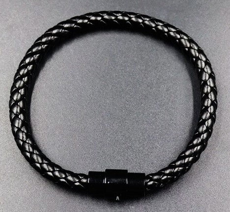 Black Leather Braided Bracelet