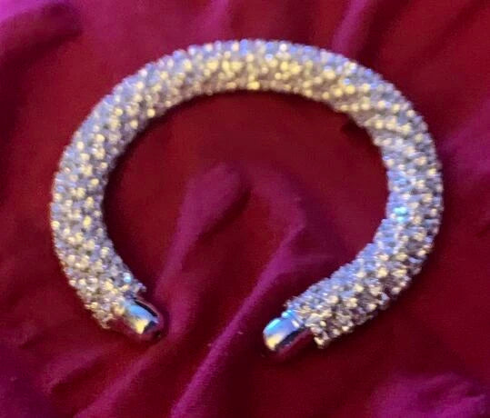 Designer Inspired Bright White Krystal Studded Cuff Bracelet