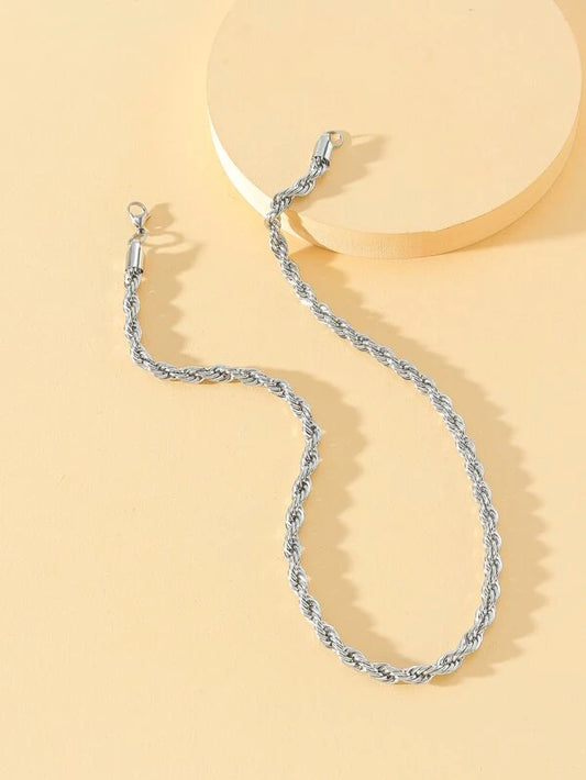 Popular Rope Designed Silver Necklace