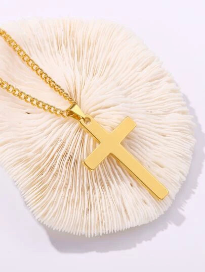 Men's Gold Chain and 2" Cross Pendant