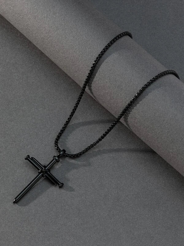 NAIL Designer Mat Black Cross & Chain.
