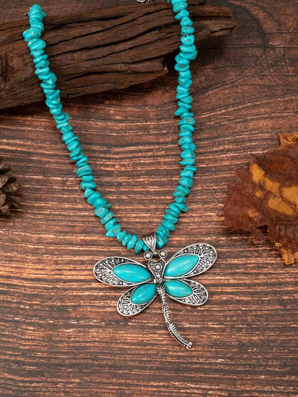 Turquoise & Silver BUTTERFLY Necklace and Pendant