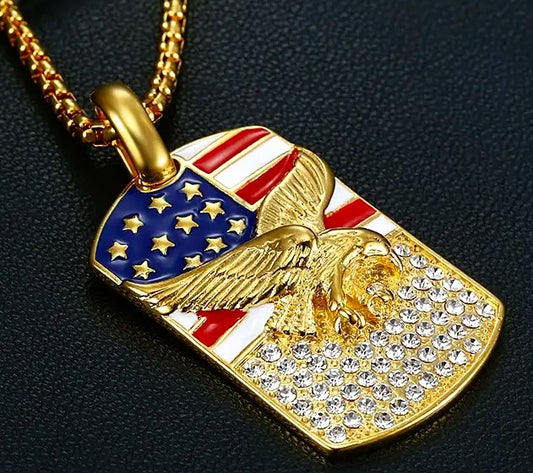 Patriotic USA Eagle Pendant and Chain