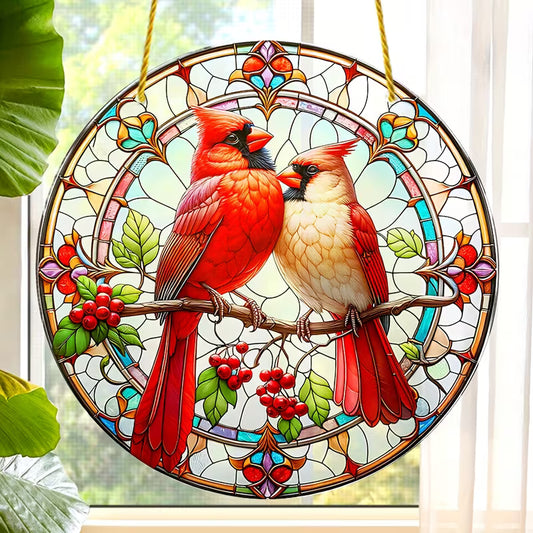 AMAZING MULTI-ROBINS MOSAIC SUN CATCHER