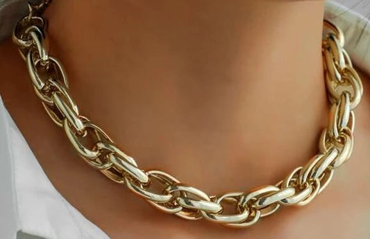 Double Link Designer Gold Plate Necklace