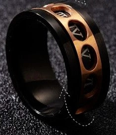 Black & Gold Ring with Roman Numeral Design.