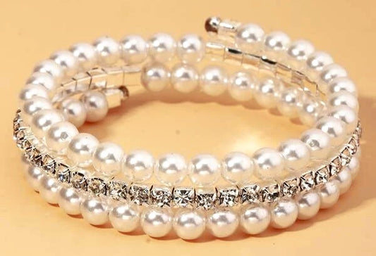 3 Layer Pearl & Krystal Bracelet