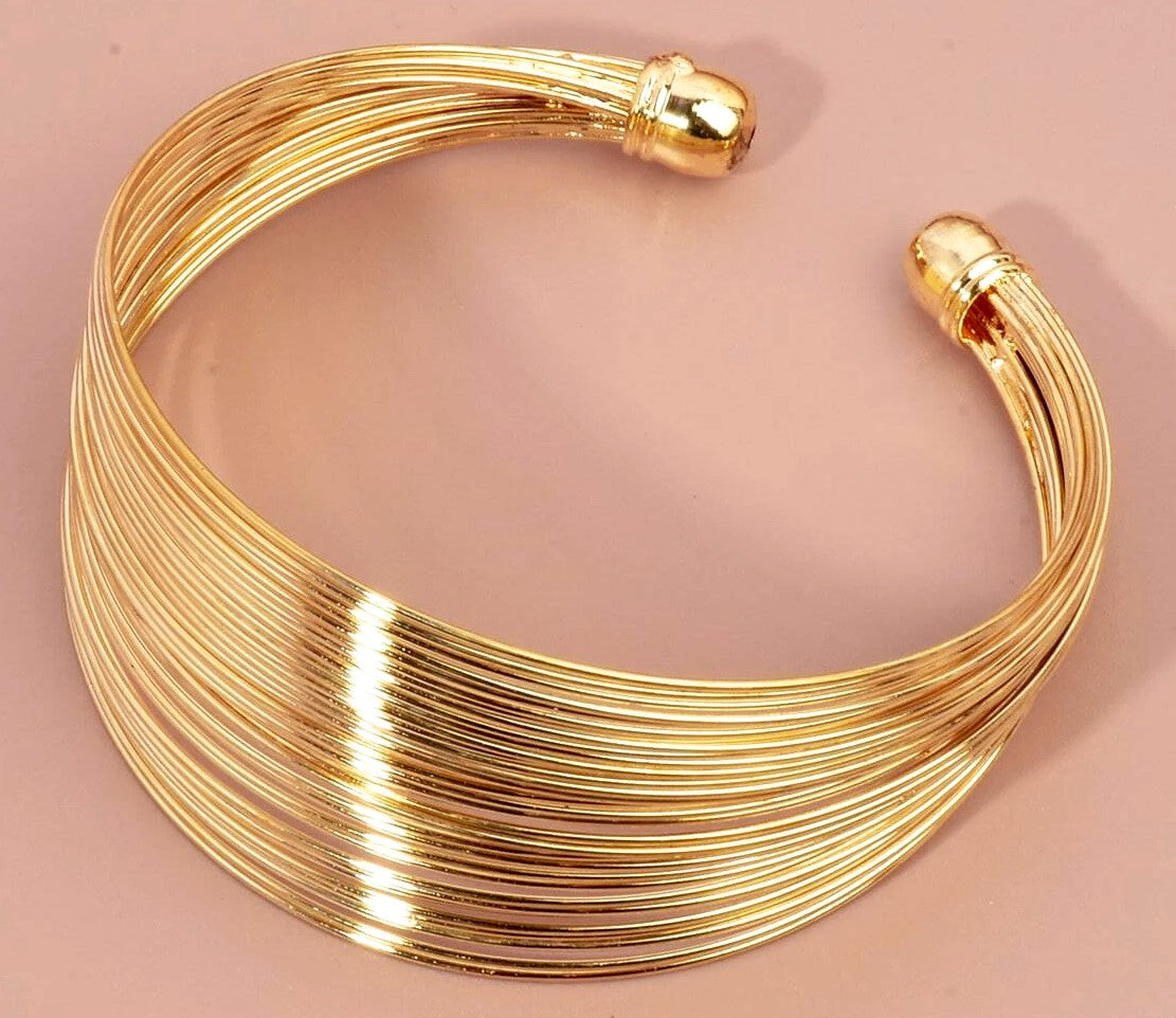 Gold Multi-Layered Designer Cuff Bracelet