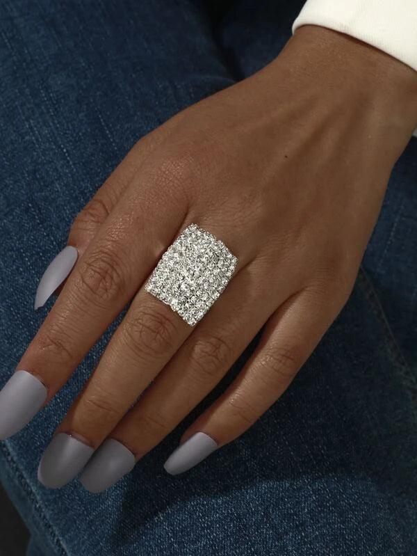 Bright White Multi-Layered Diamond Cut Krystal Ring