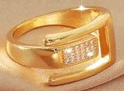 10K Gold Electroplated and Bright White Krystal Chip "BUCKLE" Ring.