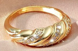 Gold Plate Band with Zircon Diamonds.