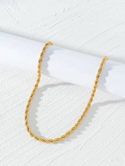 Men's Twist Style Gold Stainless Steel Core Chain.