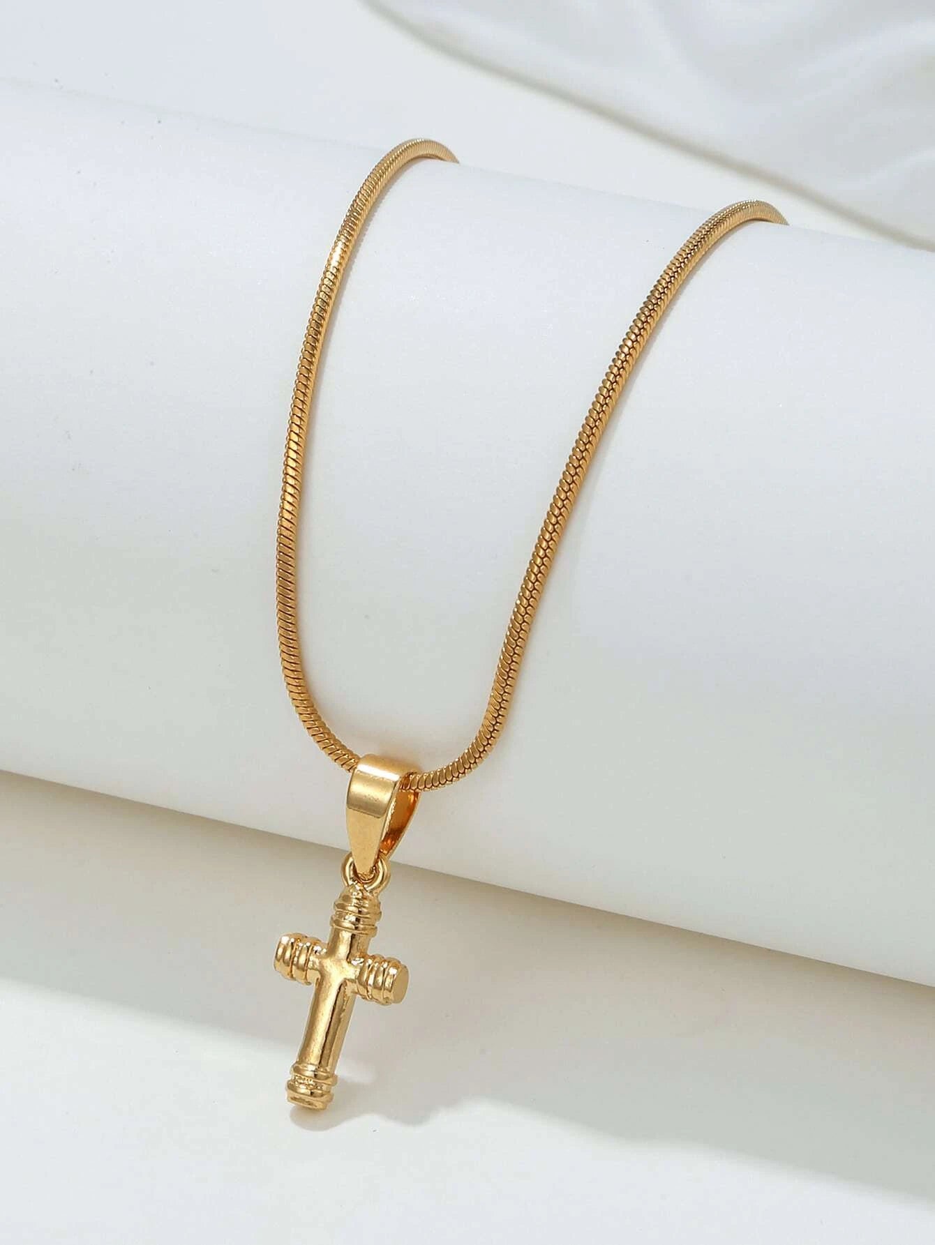 Gold Electroplated Chain and Designer Cross Pendant.