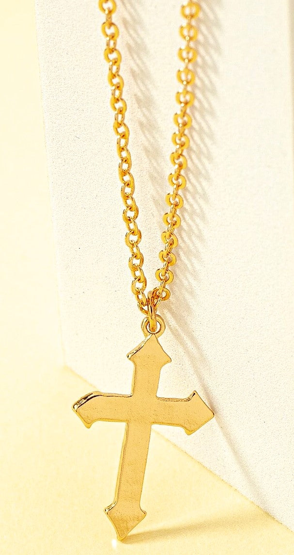 Designer Yellow Gold Necklace and Cross