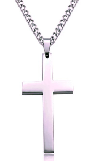 STUNNING Classic Silver Necklace & 2" Cross!