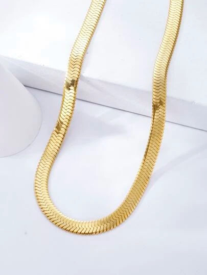 10K Gold Electroplated Flat Designer Necklace.