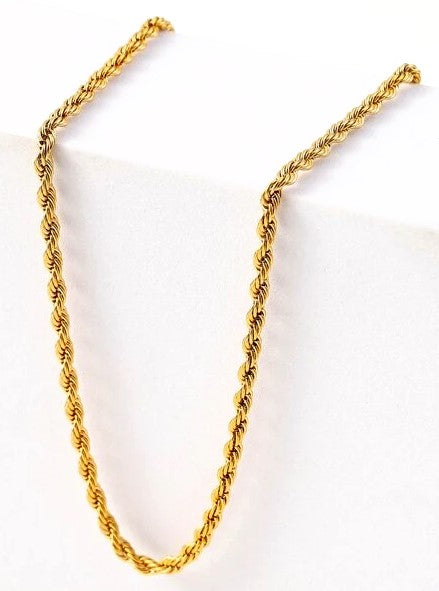 CLASSIC Gold ROPE Necklace featuring STAINLESS STEEL Core.