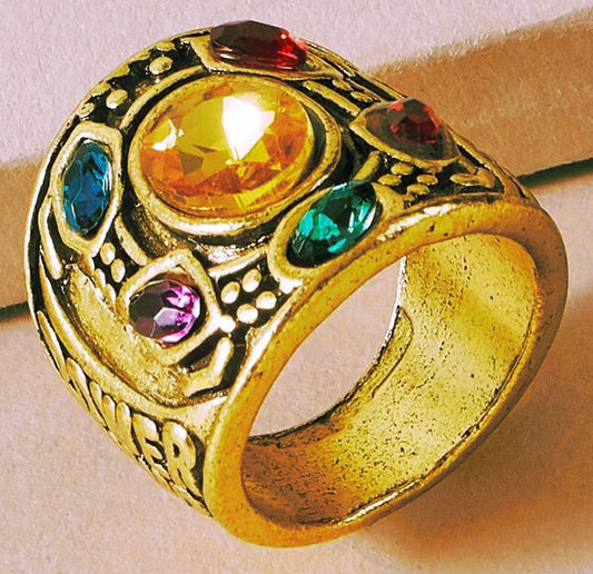 Beautifully Designed Gold Electroplated Ring with Multiple Jewels and a Brazilian Quartz Center Stone.