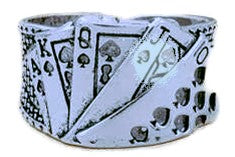 Antique Silver ROYAL FLUSH Designer Ring