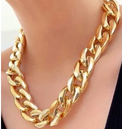Large Link Gold Plate Necklace.