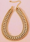 Attached 3 Chain Designer 10K Gold Link Stainless Steel Core Necklace